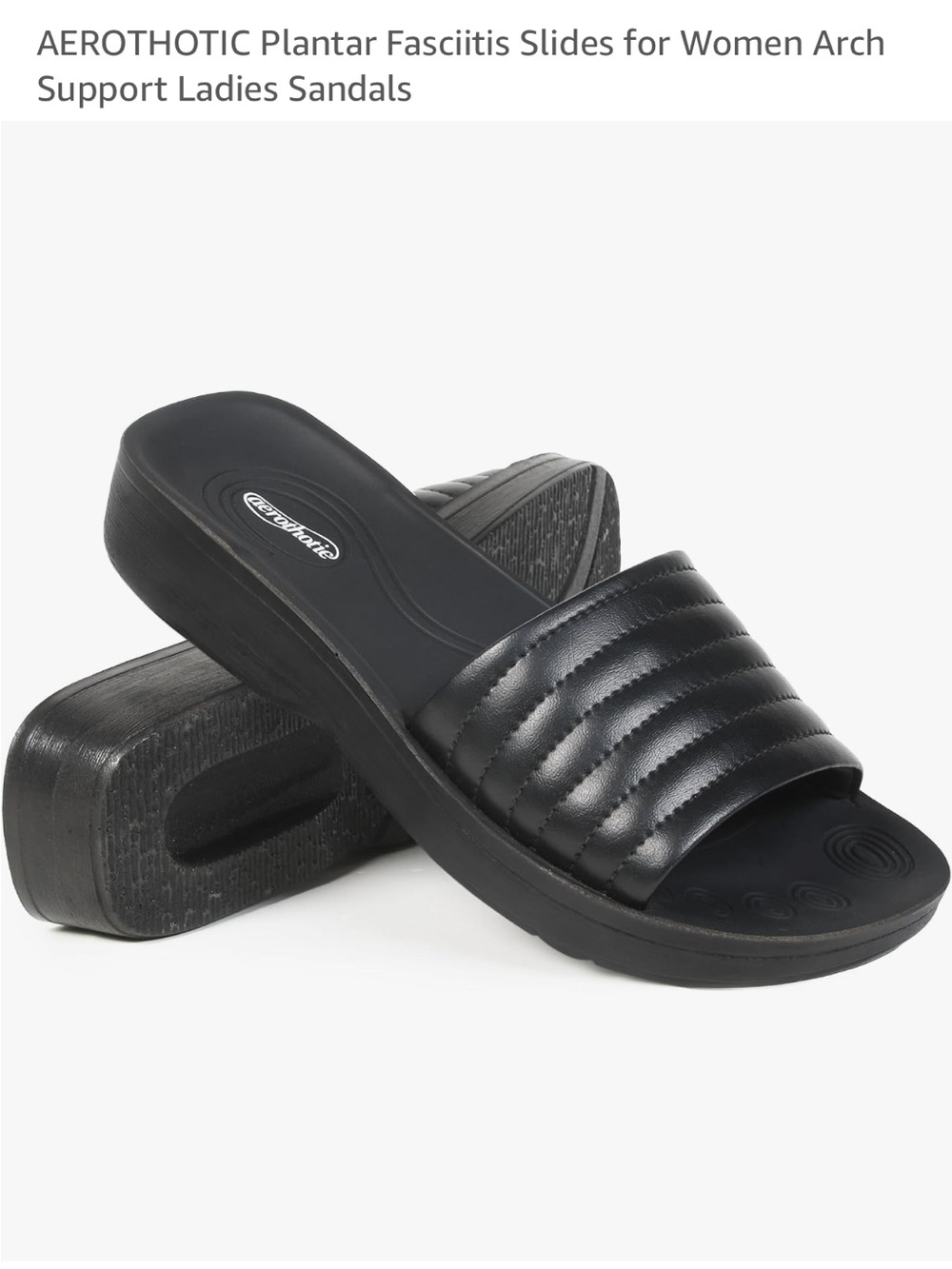 Aerothotic Women’s Black Arch Support Slide Sandals